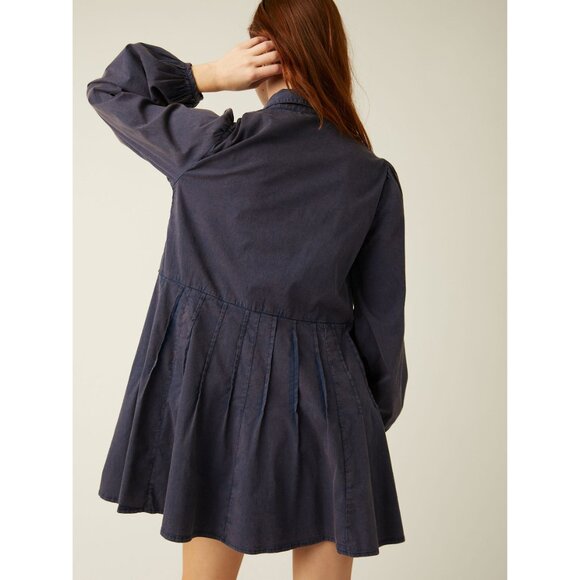 🎉LAST CHANCE🎉 FREE PEOPLE Marvelous Mia Solid Mini Dress / Dried Indigo - Picture 4 of 10